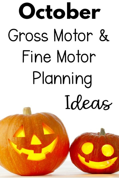 October Gross Motor and Fine Motor Activity ideas.  Fun theme ideas for the month of October that incorporate motor skills.  Make movement and learning fun all October long! October Gross Motor Activities, Pumpkin Movement Activities Preschool, Pumpkin Gross Motor Activities Preschool, Large Motor Activities For Preschoolers, Fall Preschool Activities Gross Motor, Halloween Gross Motor Activities, Gross Motor Pumpkin Activities, Pumpkin Gross Motor Activities, Preschool Pumpkin Gross Motor Activities