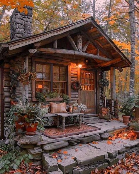 Small Cabin In The Woods, Rustic Tiny House, A Cabin In The Woods, Little Cabin In The Woods, Mountain Cabins, Log Cabin Rustic, Forest Cottage, Small Log Cabin, Cabin Tiny House