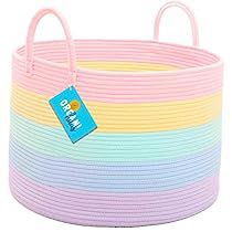 Large Blanket Basket, Kids Storage Baskets, Rainbow Classroom Decor, Cute Basket, Nursery Hamper, Nursery Baskets, Rainbow Classroom, Pastel Room Decor, Rainbow Toy