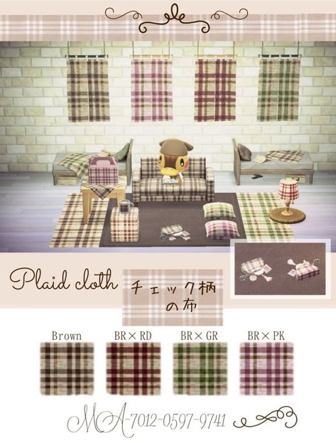 Acnh Plaid Code, Acnh Winter Blanket, Acnh Cottagecore, Fabric Tiles, Plaid Blankets, Plaid Rug, Winter Blankets, New Animal Crossing, Green Quilt