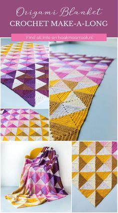 Bright Color Crochet Blanket, Crochet Gradient Blanket, Quilt Crochet Blanket, Bright Crochet Blanket, Gradient Crochet Blanket, Multicolor Crochet Blanket, Geometric Crochet Blanket, Origami Blanket, Colorful Crochet Blanket