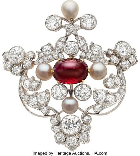 Gold Brooch, Diamond Brooch, Gold Brooches, Tiffany And Co, Crown Jewels, Pearl Brooch, Natural Pearl, Ruby Diamond, Natural Pearls