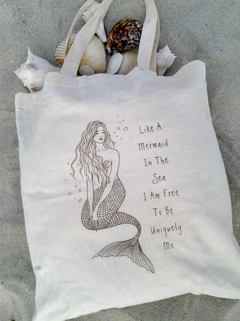 Mermaid Tote Bag, Mermaid Canvas, Eco Bags, Mermaid Birthday Party, Budget Fashion, Casual Accessories, Succulents Diy, Eco Bag, Mermaid Birthday