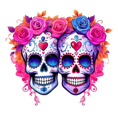 Sugar Skull Wallpaper, Skull Couple, Parties Decorations, Sugar Skull Artwork, Mexican Sugar Skull, Skull Artwork, Skull Wallpaper, Keychain Design, Bohemian Floral