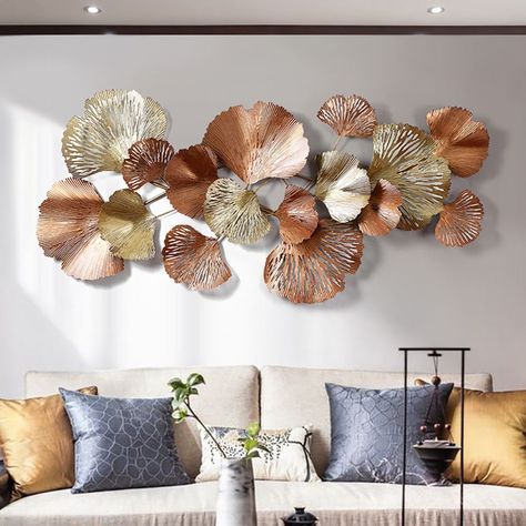 Unique Metal Wall Art, Metallic Decor, Interior Design Minimalist, Metal Wall Sculpture, Leaf Wall Art, Decor Photography, Leaf Decor, Wall Sculpture Art, Metal Wall Art Decor