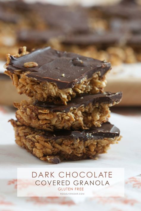 Inspired by Nature Valleys version these Homemade Dark Chocolate Granola Bars are the perfect healthy sweet treat! and Gluten Free! | RidgelysRadar.com #granola #bar #darkchocolate #afternoontreat #healthysnack #snack #homemadegranola #glutenfree #GF Chocolate Granola Bars, Homemade Dark Chocolate, Gluten Free Granola, Chocolate Granola, Granola Bar, Healthy Sweet Treats, Cream Foundation, Granola Recipes, Homemade Granola