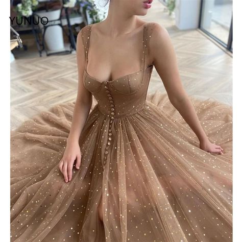 Brown Prom Dresses, Mocha Dress, Tea Length Tulle, 2021 Prom Dresses, Formal Dresses Graduation, Tulle Homecoming Dress, Fairytale Dress, Tulle Prom Dress, Evening Party Dress