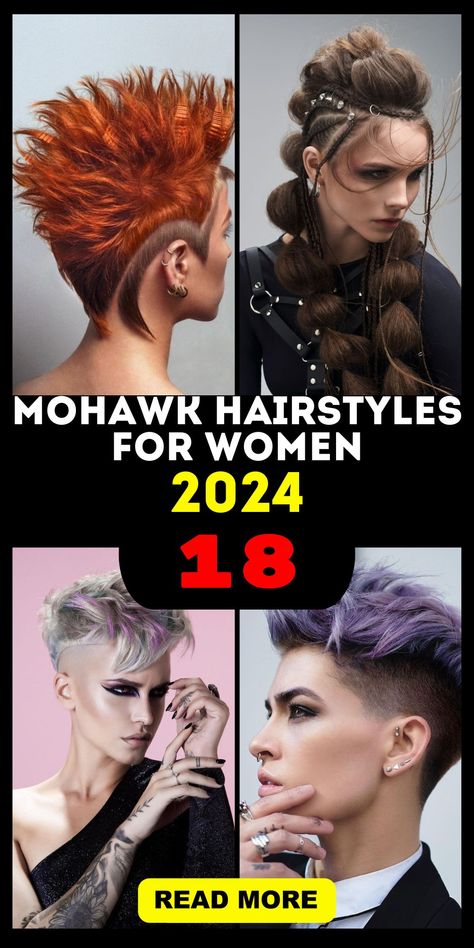 Trendy Mohawk Hairstyles for Women 2024: Expert Tips and 18 Ideas Modern Mohawk For Women, Long Hair Mohawk, Faux Hawk Women, Black Mohawk, Girl Mohawk, Short Hair Mohawk, Curly Mohawk Hairstyles, Female Mohawk, Mohawk Hairstyles For Women