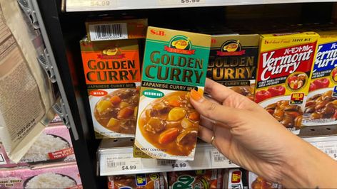 S&B Golden Curry Japanese Curry Mix Review | Kitchn S&b Curry Recipe, S&b Golden Curry Recipe, Japanese Golden Curry, Brick Recipe, Curry Japanese, Golden Curry, Kraft Dinner, Curry Meatballs, Japanese Beef