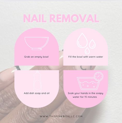 All sets are reusable ♻️. Follow these steps ⬆️ If you’re not properly removing your press on nails it can cause damage and pain to your natural nails and you won’t be able to reuse them. @officialpinkboxllc @officialpinkboxllc @officialpinkboxllc #pressonnailset #presson #pressonnailslovers #pressonnailsets Press Ons, Natural Nails, Press On Nails, Warm Water, Dish Soap, Small Business, Nails, Quick Saves