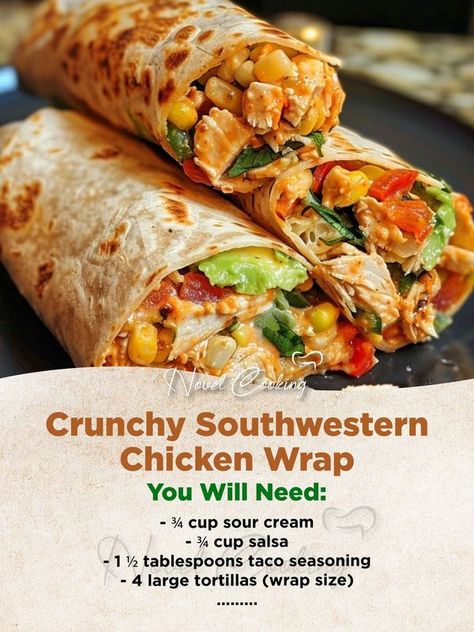 Novel Cooking Chicken Hummus Wrap, Southwest Chicken Wraps, Chicken Hummus, Wraps Recipes, Southwest Chicken Salad, Hummus Wrap, Chicken Salad Wrap, Chicken Wrap Recipes, Southwest Chicken