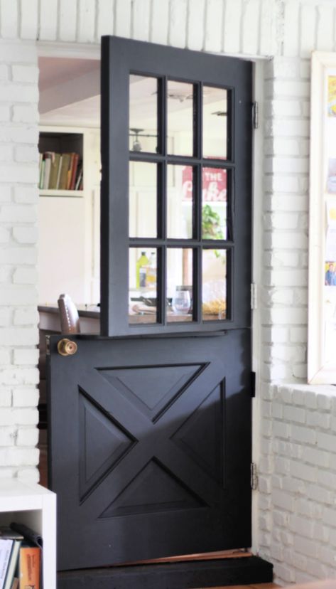 DIY Dutch Door • mimzy & company Split Farm Door, Dutch Door To Garage, Dutch Door With Sidelights, Steel Dutch Door, How To Make A Dutch Door Diy, Laundry Room Dutch Door, Mudroom Doors Exterior, Dutch Door To Basement, Milk Door On House