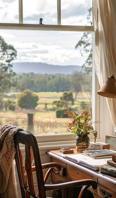 Window With A View, Mind Design, Sunshine On My Mind, Cottage Aesthetic, Bright Homes, Window View, Rural Life, Reflective Surfaces, Through The Window