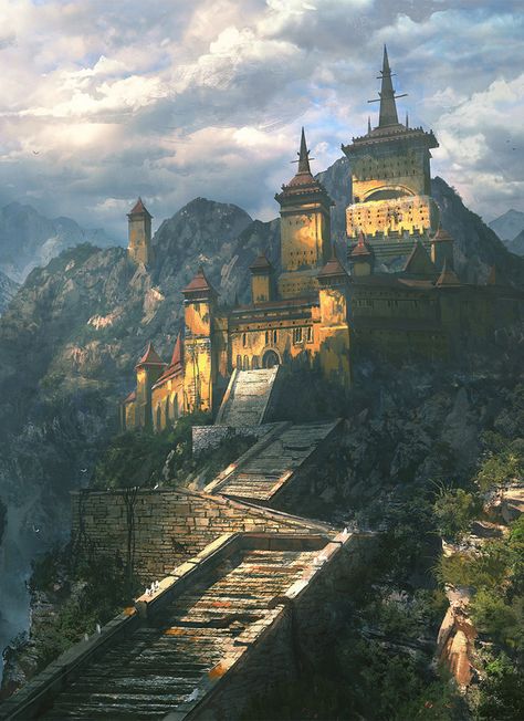 Fantasy Art Watch — Mountain Fort by Veli Nystrom Beaux Arts Architecture, Terra Nova, Location Inspiration, Art Watch, Level Design, 다크 판타지, Chateau France, Fantasy City, Fantasy Castle