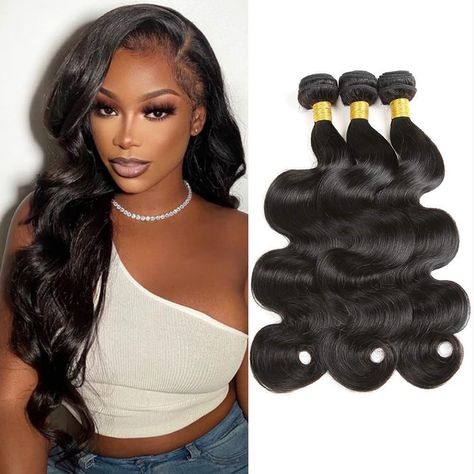 Brazilian Virgin Body Wave Human Hair 3 Bundles 100% Unprocessed Virgin Body Wave Long Inch Human Hair Extension for Women Natural Black Color (12 14 16Inch, Body Wave Bundles) 2 Hair Color, Brazilian Curly Hair, Body Wave Bundles, Makeup Glam, Hair Body Wave, Brazilian Straight Hair, Half Up Half Down Hair, Hair Quality, Hair Weft