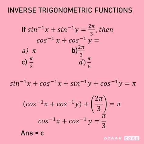 Mastering Inverse Trigonometric Functions: A Solved Problem! #mathproblems #inversetrigonometry #trigonometry #mathsolutions #mathgenius #mathhelp #studymath #mathlovers #mathcommunity #education #gyaancore Inverse Trigonometric Functions, Trigonometric Functions, Math Genius, Math Help, Trigonometry, Math Problems, Education