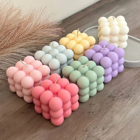 Pastel Minimalist Room, Pastel Decorations, Coffee Table Candles, Pastel Candle, Bubble Candle, Decorative Candles, Preppy Stuff, Candle Table, Cute Candles