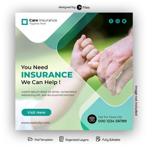 Free Social Media Post Design PSD Template Insurance Agency Insurance Ads, Social Media Post Design, Social Post, Free Social Media, Insurance Agency, Psd Template Free, Flyer Design Templates, Catalog Design, Free Photoshop