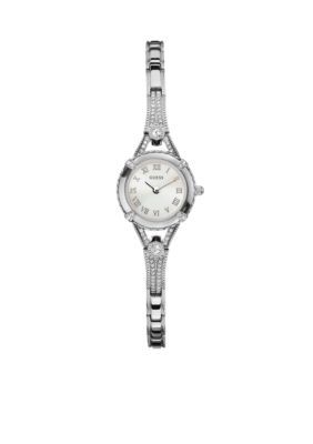 Guess Women's Women's Feminine Silver-Tone Bracelet Watch - Silver - One Size Accessories Watches Women, Mixed Metal Bracelets, Silver Watches Women, Guess Watch, Crystal Watches, Rose Gold Bracelet, Dress Watch, Metal Bracelets, Watches Jewelry