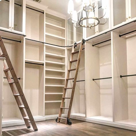 The Rolling Ladder Gallery Closet Ladder, Master Closet Design, House Closet, Library Ladder, Dream Closet Design, Walk In Closet Design, Closet Renovation, Closet Remodel, Bedroom Closet Design