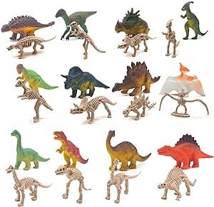 Mini Dinosaur, 24pcs Mini Dinosaur Figures and Dinosaur Skeletons Plastic Small Dinosaur Toys Little Dinosaur Figurine for Dino Cake Topper, Easter Eggs Filler Party Favor Supplies Dino Cake Topper, Dinosaur Skeletons, Learning French For Kids, Skeleton Figure, Dinosaur Figures, Plastic Dinosaurs, Dino Cake, Dino Toys, Tiny Dinosaur