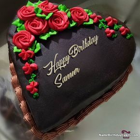 Happy Birthday Sameer - Video And Images Happy Birthday Dua, Latest Birthday Cake, Happy Birthday Chocolate Cake, Heart Birthday Cake, Tiffany Cakes, Birthday Cake Writing, Happy Birthday Cake Photo, Birthday Cake With Photo, Cake Writing