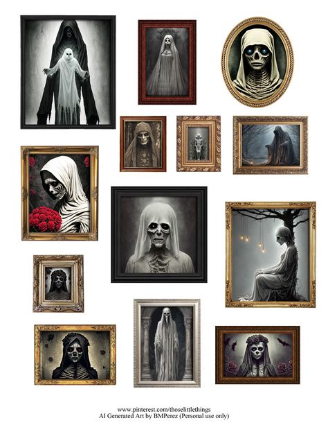 Miniature Projects Free Printable, Halloween Miniatures Printables, Sams Study, 1 12 Scale Miniatures Printables Free, Haunted Paintings, Free Miniature Printables 1:12, Halloween Miniatures Diy, Diy Haunted Dollhouse Ideas, Haunted Dollhouse Diy Ideas