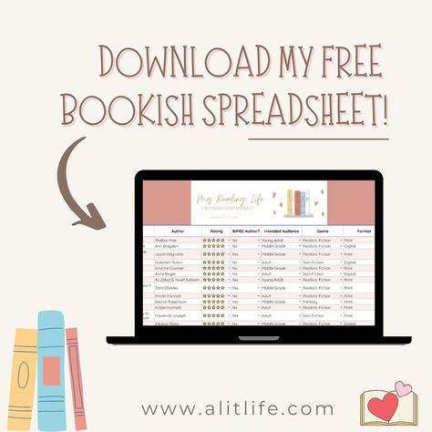 My FREE Bookish Spreadsheet invites you to collect, curate and celebrate your reading life: books, authors, genres, formats and more! And better yet, it INSTANTLY represents your book entries into beautiful charts to help you choose reading goals! Download yours FREE here! Reading Tracker Spreadsheet, Reading Spreadsheet, Digital Reading Log, Reading Log Printable, Google Spreadsheet, Tracker Free, Tbr List, Google Doc, Parenting Tools