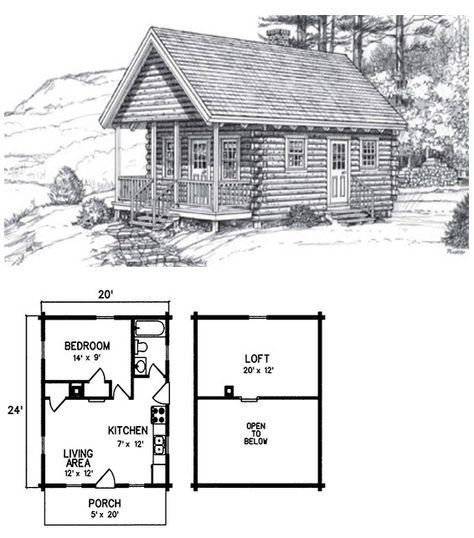 Cabin With Loft, Log Cabin Plans, Small Cabin Plans, Style Bungalow, Small Bedroom Remodel, Cabin Floor, Cabin Floor Plans, Hunting Cabin, Cabin House Plans