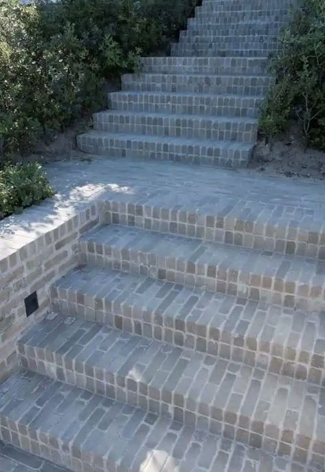 Paver Steps, Clay Pavers, Landscape Stairs, Brick Steps, Brick Decor, Landscaping Retaining Walls, Pool Landscape Design, Outdoor Stairs, Water Absorption