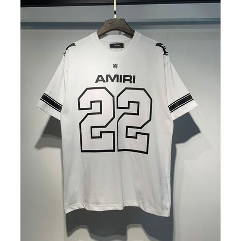 AMIRI Men's White #22 Short Sleeve Amiri T Shirt, Mens Baseball Shirts, High Quality T Shirts, Baseball Shirts, Black Logo, Women T Shirt, T Shirt Top, Tee Shirts, Mens Shirts