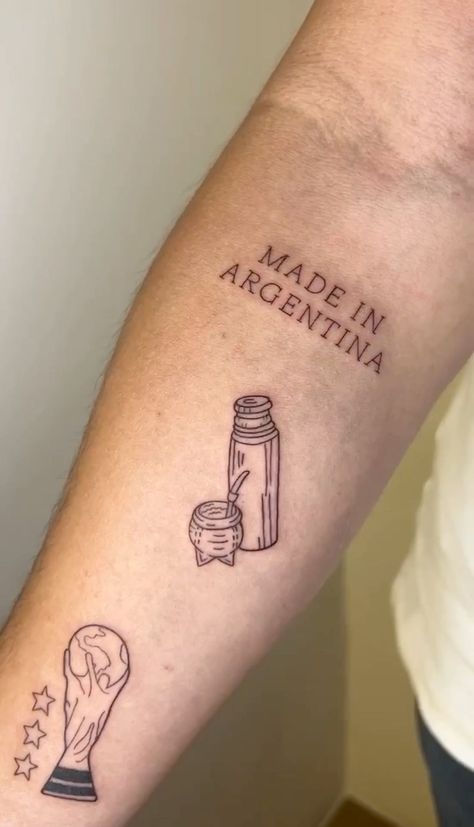 Argentinian Tattoo Ideas, Mate Tattoo Argentina, Tattoo Futbol Ideas, Argentina Tattoo Ideas, Mexico Tattoo Ideas, Argentina Tattoo, 108 Tattoo, Messi Tattoo, Geometric Mountain Tattoo