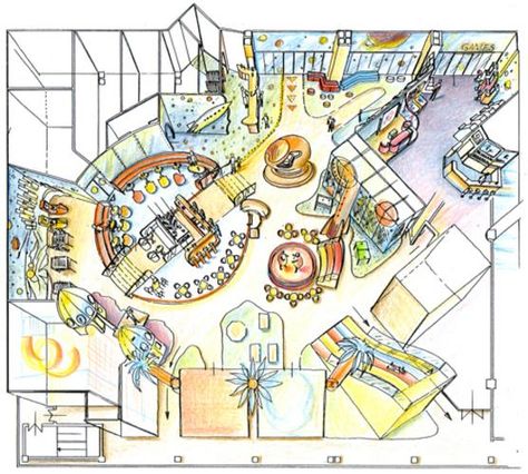 Playground floor plan and design for a Shopping Center in Astana Astana - Indoor… Play Ground Indoor Design, Indoor Playground Layout Plan, Indoor Playground Design Architecture, Indoor Playground Floor Plan, Playground Layout Plan, Playroom Floor Plan, Playground Floor Plan, Playground Architecture, Playground Plan