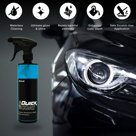 Amazon.com: PROJE' Premium Car Care SiO2 Quick Coat 16oz | Ceramic Waterless Wash Shine & Protect | Ceramic Infused SiO2 Polymer Protection | Ceramic Coating Detailer | Spray Sealant Top Coat Quick Nano-Coating : Automotive Bfr Bands, Waterless Car Wash, Car Coating, Green Face Mask, Computer Gifts, Advanced Ceramics, Clean Your Car, Vehicle Paint, Auto Glass