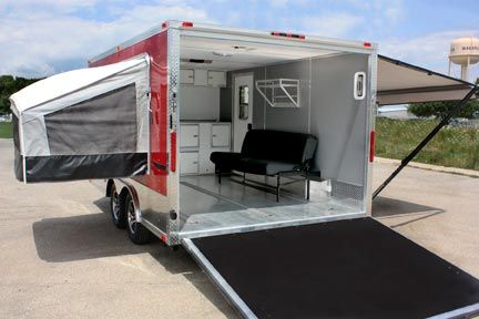 Quicksilver VRV Cargo Camping Trailer Cargo Trailer Conversion Toy Hauler, Enclosed Trailer Camper Conversion, Utility Trailer Camper, Trailer Camper Conversion, Camper Conversion Ideas, Enclosed Trailer Camper, Toy Hauler Trailers, Cargo Trailer Camper Conversion, Toy Hauler Camper