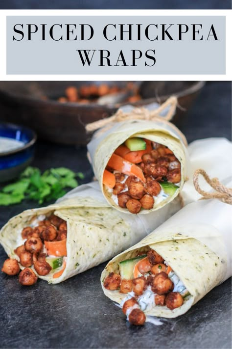 This is an easy #lunch idea! It's #vegetarian and can easily be made #glutenfree or #dairyfree    #recipe #chickpeas #wrap #meatlessmonday #df #gf Chickpeas Wrap, Wraps Recipes Vegetarian, Recipe Chickpeas, Lunch Photo, Easy Lunch Idea, Veggie Meal, Lunch Easy, Cold Lunch, Quick Lunch Recipes