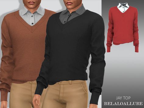 Basic shirt underneath cotton top , enjoy Found in TSR Category 'Sims 4 Male Everyday' Sims 4 Men Tops, Belaloallure Sims 4 Cc, Sims 4 Men Clothing, Cc Top, Sims 4 Male Clothes, Alpha Cc, Male Tops, Pelo Sims, Men's Shirts And Tops