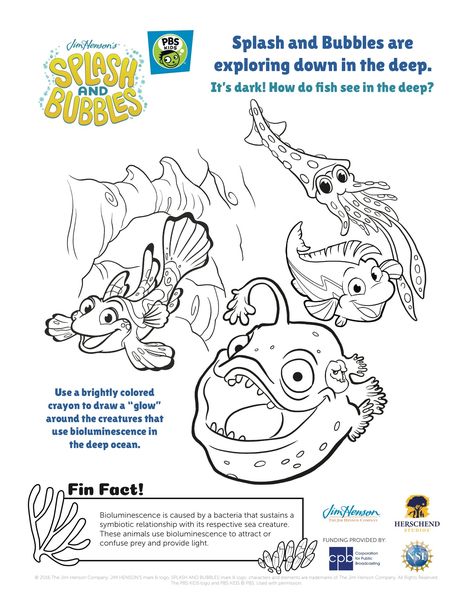 Bioluminescence Fish, Bioluminescence Creatures, Bioluminescent Fish, Creatures Drawing, Ocean Coloring Pages, Fish Drawing, Bubble Party, Phonics Practice, Kids Coloring Pages