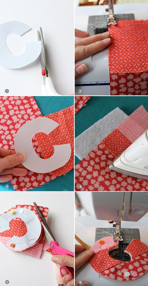 DIY initial ornament sewing tutorial Stuffed Alphabet Letters, Fabric Letters Diy How To Make, Applique Sewing Machine, Patchwork Christmas Ornaments, Quilted Christmas Ornaments Diy, Diy Fabric Letters, Fabric Letters Pattern Free Printable, Diy Initial Ornaments, Felt Initial Ornament