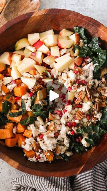 Jean Choi 🇰🇷🇺🇸 on Instagram: "Delicious, hearty, and wonderful fall harvest salad! Jam packed with seasonal produce and flavors and tossed in a tangy apple cider vinegar dressing, it makes an easy lunch or dinner but also wonderful for a holiday spread! 

Link in profile or comment “recipe” and I’ll send you the recipe link!
https://whatgreatgrandmaate.com/fall-harvest-salad-with-apple-cider-vinegar-dressing/
.
.
.
.
.
.
.
#fallsalad #harvestsalad #fallharvest #glutenfreerecipes #highprotein #heartysalad #kalesalad #massagedkale #fallrecipes" 2b Recipes, Apple Cider Vinegar Dressing, Cider Vinegar Dressing, Fall Harvest Salad, Leftover Turkey Soup, Harvest Salad, Vinegar Dressing, Seasonal Produce, Hearty Salads