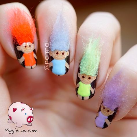 . Fur Nails, Patrick Nagel, Nail Art For Kids, 3d Nail Art Designs, Crazy Nail Art, Nagellack Trends, Latest Nail Trends, Colorful Nail, Crazy Nails