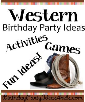 Western theme birthday party ideas for boys and girls, kids, tweens and teens.  Fun western themed party games, activities, party food, favors, decoration ideas, invitations and more!  #western #birthday #party #ideas Kids Western Party Games, Hoedown Party Games, Western Party Menu Food Ideas, Cowgirl Party Games Adults, My First Rodeo Birthday Boy Games, Cowgirls Party Ideas, Country Western Party Games, Rodeo Party Ideas Decoration, Cowboy Party Games For Adults