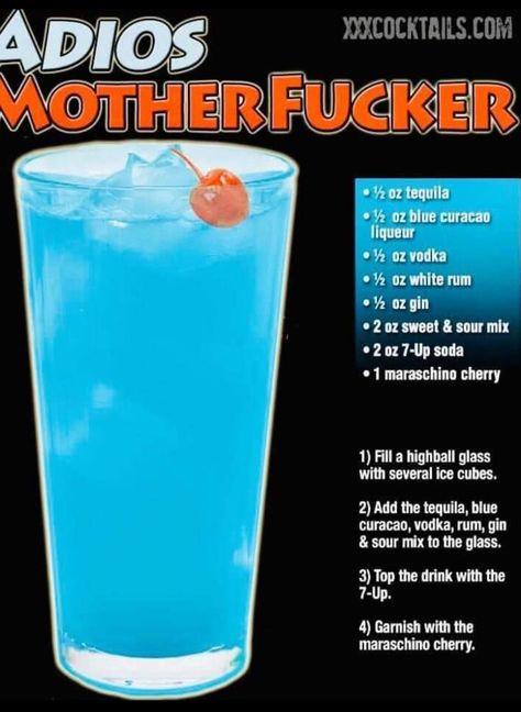 Clear Liquor Mixed Drinks, Strong Alcoholic Drinks That Taste Good, Blue Mixed Drinks Alcohol, Bartending Drinks, Strong Alcoholic Drinks, Pocket Cocktails, Bartender Drinks Recipes, Blue Drink, Fun Drinks Alcohol