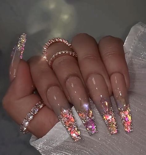 Rose Gold Nails, Sassy Nails, Nails Design With Rhinestones, Pretty Nail Art Designs, Sparkly Nails, Manicure Y Pedicure, Luxury Nails, Bling Nails, Fabulous Nails