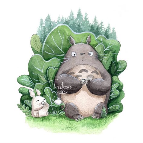 Totoro Drawing, Totoro Art, Daycare Design, Sketchbook Drawings, Studio Ghibli Art, Pola Sulam, Ghibli Art, My Neighbor Totoro, Gouache Painting