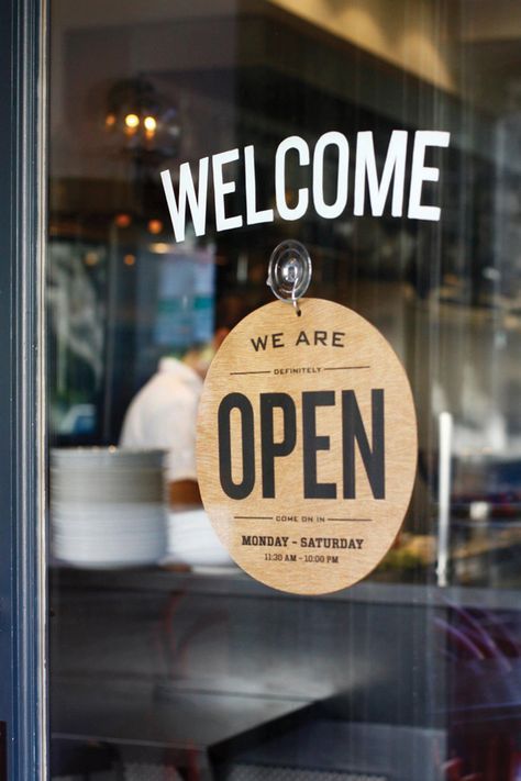 welcome Opening Hours Sign, Restaurant Signage, Store Signage, Open Sign, Cafe Sign, Shop Sign Design, Open Signs, Shop Fronts, Coffee Shop Design