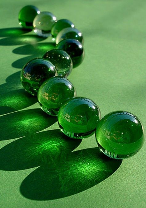 Mean Green, Glass Balls, Green Collection, Simple Green, Green Marble, Glass Marbles, World Of Color, Paperweights, Green Grass