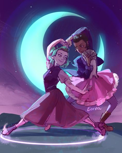 Owl House Fanart, The Owl House, Two People, Owl House, Dancing, Moon, Fan Art, Fan, Tumblr