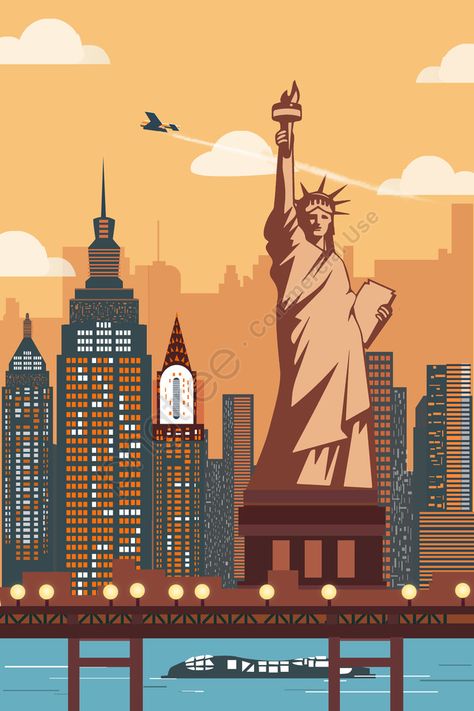 ciudad internacional,nueva york,estatua de la libertad,paisaje arquitectonico Statue Of Liberty Illustration, New York City Illustration, Nex York, تمثال الحرية, Scenery Illustration, New York Illustration, Ny Map, New York Statue, New York Graffiti