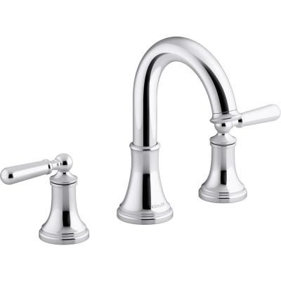 Capilano 8 in. Widespread 2-Handle Bathroom Faucet in Polished Chrome Nickel Bathroom, Bathroom Faucets Chrome, Traditional Baths, Vintage Styling, Water Efficiency, Widespread Bathroom Faucet, Blue Bathroom, Chrome Colour, Faucet Handles